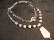 Rose Quartz and Garnet Long Chain Necklace